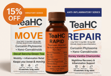 TeaHC Product Line featuring MOVE, REPAIR, and RAPID formulas